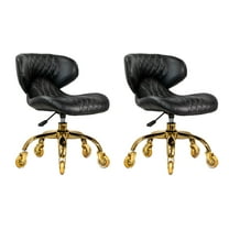 MAYAKOBA Set of 2 Nail Salon Pedicure Stool HugoII Pedicure Chair Short Adjustable Comfort Pneumatic Pump Salon Furniture & Equipment, Black Gold