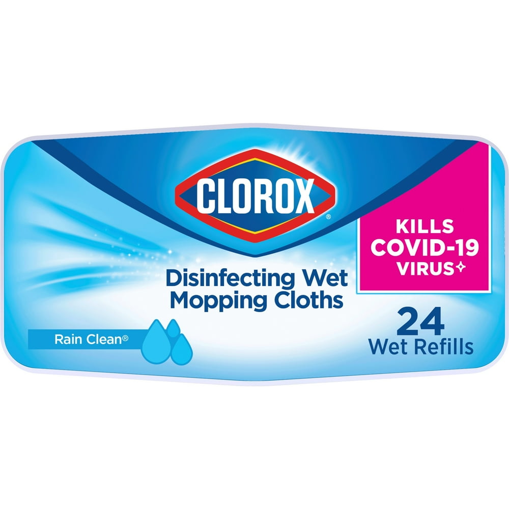 Clorox Disinfecting Wet Mop Cloths, Rain Clean, 24 Count