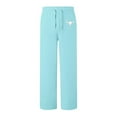 thumbnail image 4 of IWRICH Women's Straight Wide Leg Sweatpants Causal Drawstring High Waist Baggy Pants with Pockets Light Blue XXL, 4 of 4