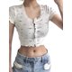 thumbnail image 1 of TRKIYQC Camiseta de manga corta de verano para mujer Camiseta con estampado de moda de un solo pecho Slim Fit Exposed Navel T-shirt TRKIYQC moderno, 1 of 9