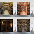thumbnail image 2 of Library Bookshelf Bookstore Print Shower Curtains Set Wall Hanging Background Tapestry Bathroom r Retro Style Bathtub Screen, 2 of 7