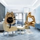 thumbnail image 2 of Reloj De Pared De Gato Abstracto, Estatua Decorativa Para Sala De Estar, Estantería De Oficina, Estantería Silenciosa, Decoración Del Hogar, Regalo De Inauguración De La Casa., 2 of 8