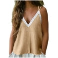 thumbnail image 3 of Ihhxva Women's Spaghetti Strap Tank Top Loose Fit Lace Trim Cami V-Neck Sleeveless Summer Casual Cotton Flowy Layering Beach Essential S-2XL, 3 of 7