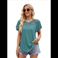 thumbnail image 1 of Camisas de Corta para Mujer, Blusas Elegantes de Encaje para Verano 2025, Camisetas Casuales de Moda, Blusas Lindas. Lago Azul M, 1 of 8