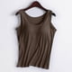 thumbnail image 2 of Camiseta deportiva sin mangas de color liso para yoga para mujer: almohadilla en el pecho, sin aros, tirantes anchos, camiseta sin mangas informal, cuello redondo, ropa de verano, 2 of 3