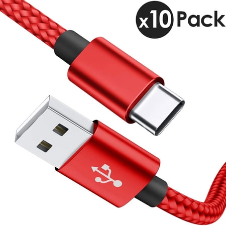 10-Pack Type C Cable Fast Charging Nylon Braided Cable USB-C Type-C 3.1 Data Sync Charger Cable Cord For Samsung Galaxy S8 S9 S10 Plus Note 8 Note 9 Nexus 5X 6P OnePlus LG G6 G7 V30/40/50 Google Pixel price history on PriceWatchPro