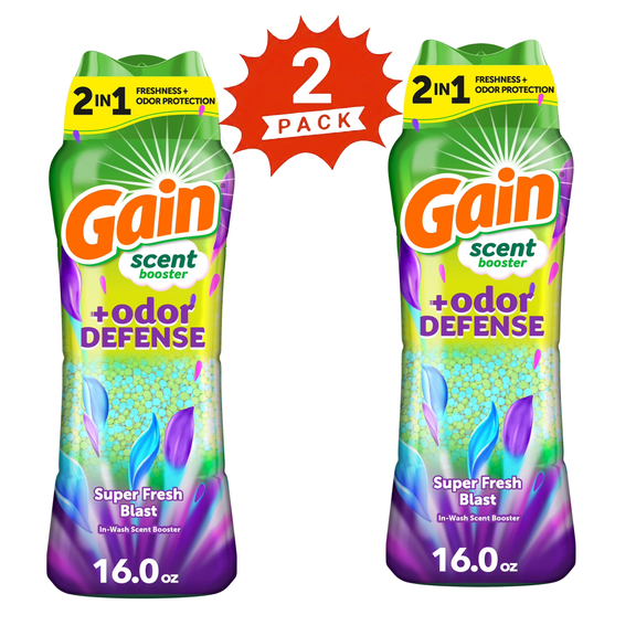 Gain Odor Defense 2-in-1 In-Wash Scent Booster – Super Fresh Blast 32 oz (2-Pack)