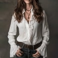 thumbnail image 4 of Endives Womens Long Sleeve Shirt Retro Staly with Lace Blouse Cuffs Blouse Tops Spring Outfit White2, 4 of 7