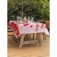 thumbnail image 2 of Outdoor Tablecloth with Umbrella Hole and Zipper, Valentine's Day Rectangle Table Cloth 60x102 Inch Waterproof Tablecloth, Red Love Tree Gnomes Roses Pink Romance Picnic Table Cover for Patio Camping, 2 of 7