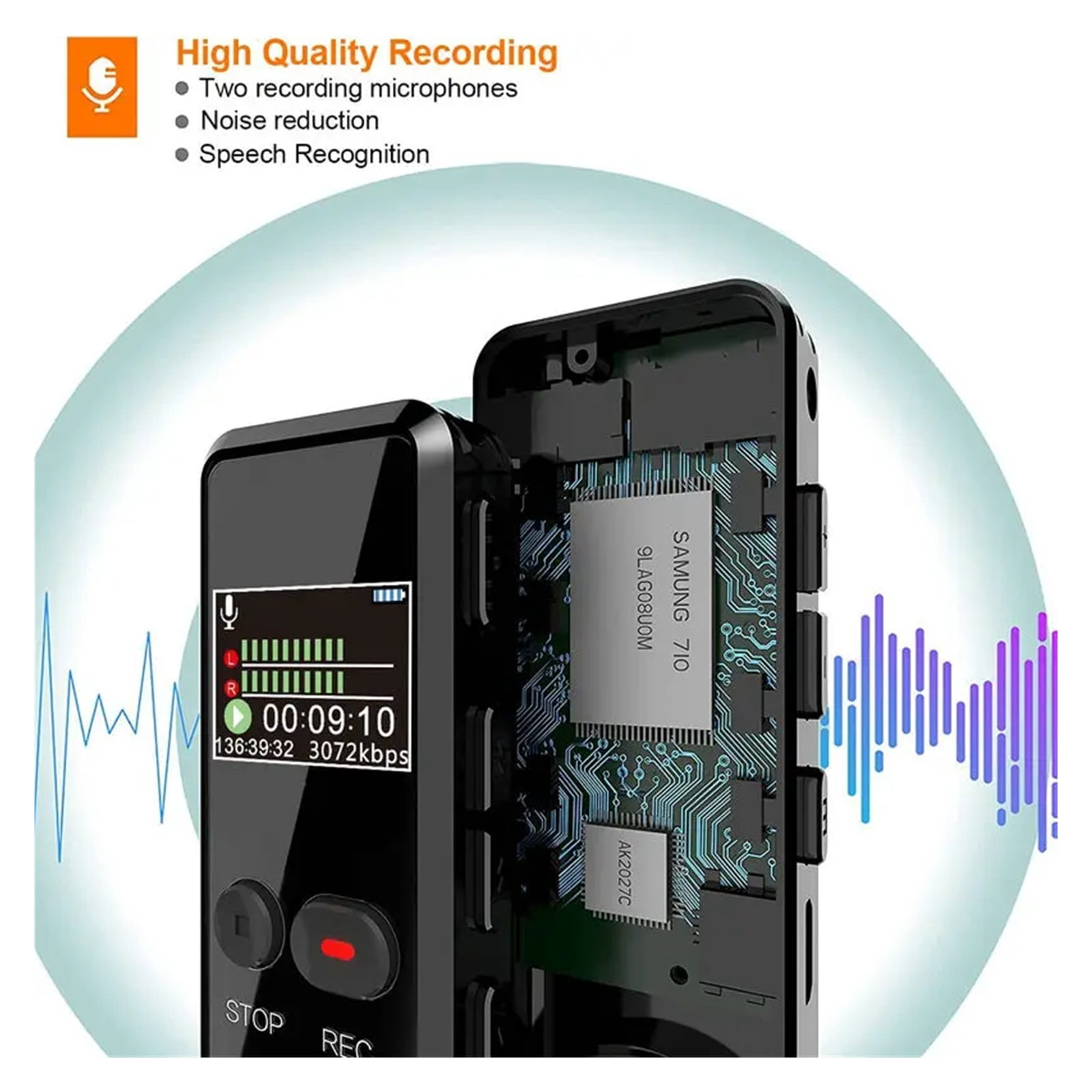 V90C 64GB High-Quality Digital Voice Recorder Colorful Display Screen Sound Recording ,Powerful Feature