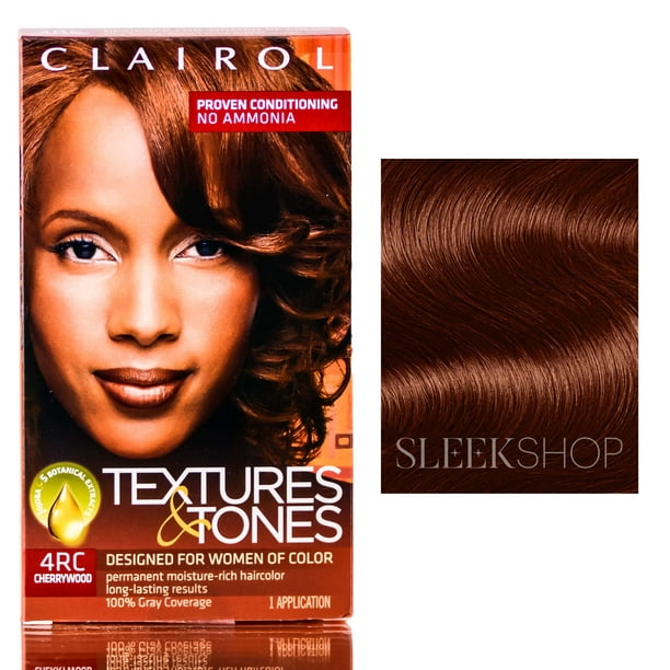 4RC - Cherrywood , Clairol Textures & Tones Hair Color - Designed For Women  of Color Hair - Pack of 1 w/ Sleek Teasing Comb 