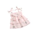 thumbnail image 3 of Xingqing 4 Couleurs d'Été Bébé Filles Mignonne Robe Fleurs Imprimées sur l'Épaule Sans Manches A-Ligne Mini Robe, 3 of 7