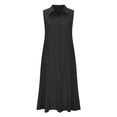 thumbnail image 4 of Birdeem Mode Femmes Printemps/été Robe Décontractée Col en V Unie Bouton Sans Manches, 4 of 9
