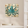thumbnail image 4 of 10 Inch Wall Clock Battery Operated Square Clock for Office, Kitchen, Outdoor, Living Room,Vintage Nautical Map Octopus Starfish Aquatic Ocean Print Elegant, 4 of 4