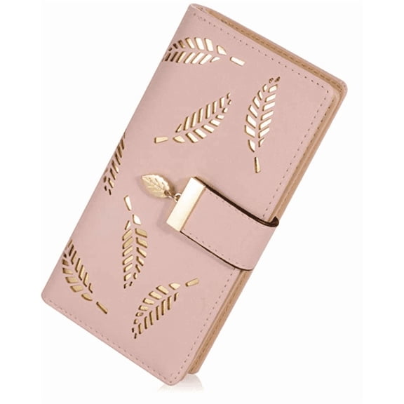 AIZOOCY Gastropod Women's Long Leaf Bifold Clutch Wallet RFID Blocking PU Leather