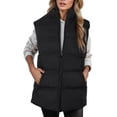 thumbnail image 4 of Lixiuxyad Womens Zip Up Puffer Vest Stand Collar Sleeveless Padded Jacket Coat Black, 4 of 6