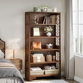 thumbnail image 4 of 6-Tier Bookcase, Vintage Tall Bookcase,Mid-Century Display Rack Storage Shelves, 4 of 5
