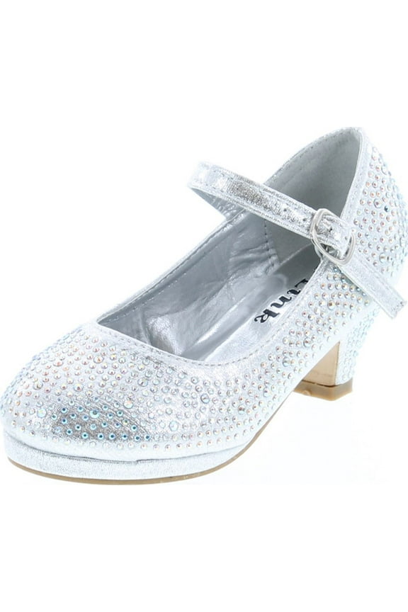 Girls Kids Dana-53K Rhinestone Heel Platform Dress Pumps