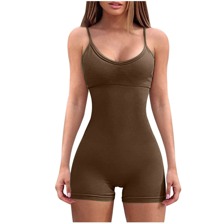 RQYYD One Piece Jumpsuits for Women Yoga Womens Strappy Square