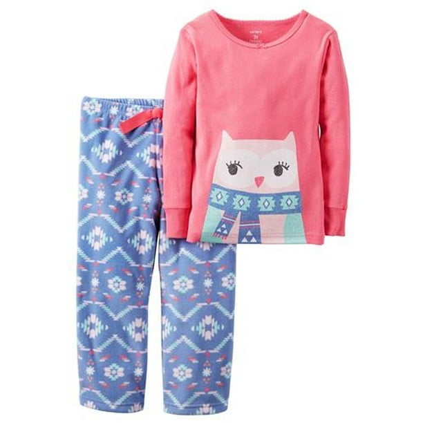 Carter's Carters Girls 2T4T Glitter Owl Sleepwear (Blue 3T