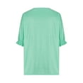 thumbnail image 4 of AherBiu Hauts Grande Taille pour Femmes Côtelés Tricotés Été Chic Décontracté Couleur Unie Col Rond Manches 1/2 Blouse Basique Ample, 4 of 4