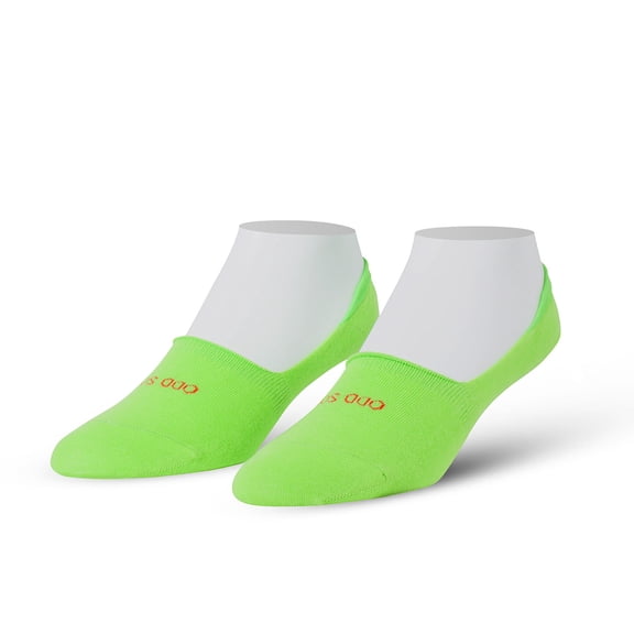 ODD SOX – Basix Unisex Large No Show Socks – Neon Green – Athletic Cotton Blend Low Profile Fit –