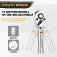 thumbnail image 2 of Stubby Ratchet Set-3/8In Drive Ratchet Handle with Extension Bars,72-T Reversible Quick Release Head Mini Ratchet Wrench, 2 of 7
