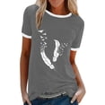 thumbnail image 1 of Pompotops Femmes Mode Décontractée Imprimé Col Rond Ample Manches Courtes T-shirt Haut Blouse Chandail Liquidation, 1 of 4