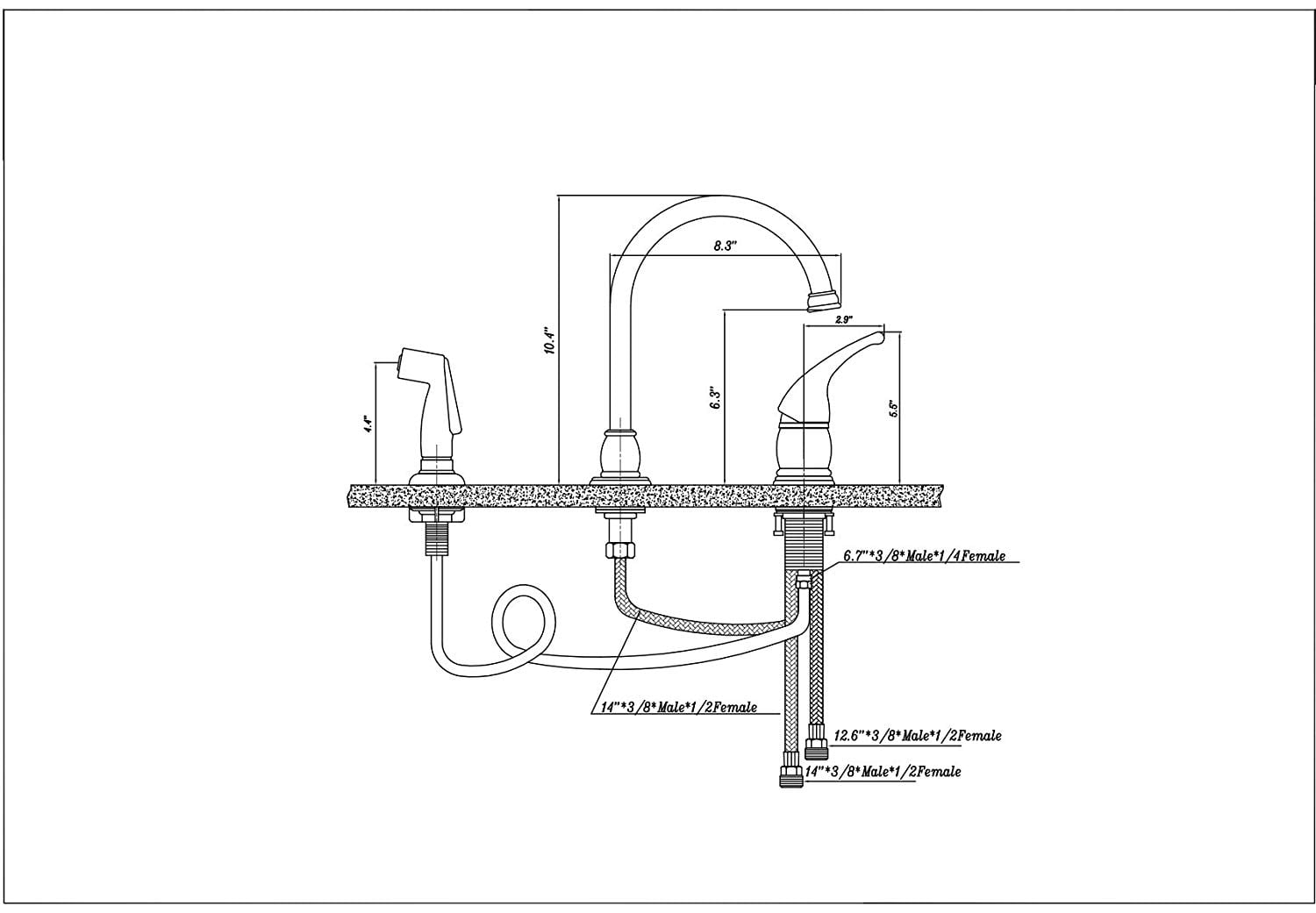 Dura Faucet Designer Pedestal Goose Neck RV Kitchen Faucet w/Spray- Brushed Satin Nickel