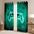 thumbnail image 2 of Homewish Teal Gamer Blackout Curtains Set of 2 (52x84 Each) for Adults Female Men,Video Game Window Curtains,Geometric Hexagon Honeycomb Curtains and Drapes,Super Cozy Room Decor, 2 of 6