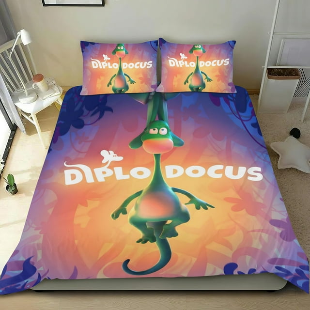 Diplodocus Conjunto de sábanas temático, trío de piezas, cómodo y amigable con la piel, diseño único, regalo de decoración para el hogar para familiares, amigos y fans,140cm *210cm