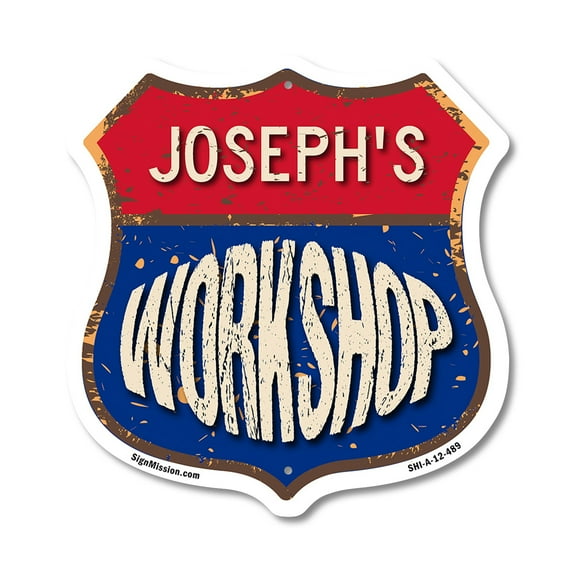 Joseph's Workshop 12 inch X 12 inch Shield-Shaped Rust-Free Aluminum Metal Sign Weather Resistant, UV Protected To last, Gift for Dads and Uncles Classic Americana Crafted in the USA