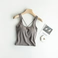 thumbnail image 2 of ZyeKqe Built in Bra Tank Tops for Women Criss Cross Backless Cami Top Sleeveless Undershirts Vest, 2 of 4