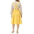 thumbnail image 3 of MODA NOVA Junior's Elastic Waist Overall Suspender Braces Skirts Yellow M, 3 of 5