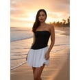thumbnail image 2 of Young Women's Strapless Tube Mini Dress, Smocked A-Line Bubble Hem Short Dress, Y2K Girly Party Date Vacation Outfit for Women, 2 of 9