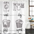 thumbnail image 2 of Laundry Room Bathroom Shower Curtains with 12 Hooks Polyester Waterproof Shower Curtain for Stalls and Bathtubs Cartoon Wash Dry Fold Repeat Simple Lines Art Decorative Bathroom Curtain 72x72 Inches, 2 of 9