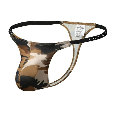 

Bessbest New Year Men Printed Breathable Camouflage Low Waist Knitted Thong Briefs