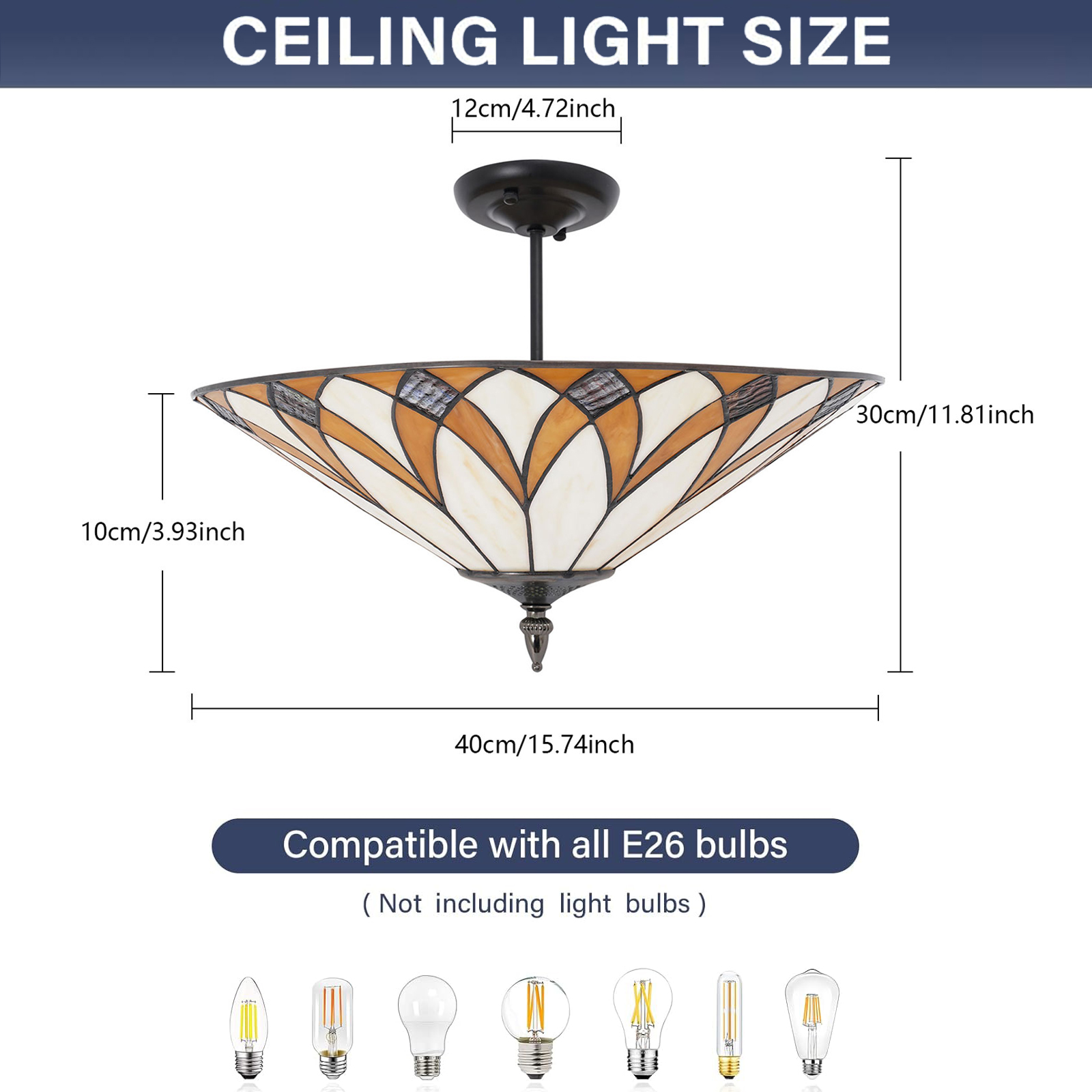 Ceiling Light Fixture, Flush Mount Ceiling Light Conical Ceiling Lamp for Indoor