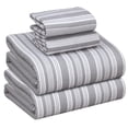 thumbnail image 1 of Ruvanti Flannel Sheets California King Size - 100% Cotton Brushed Cal King Bed Sheets Set - Deep Pockets 16 Inches - All Seasons Breathable & Extra Soft - Warm & Cozy, 4 Piece, Grey Lining, 1 of 5