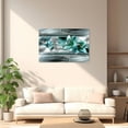 thumbnail image 5 of ZHONGYUTONG Teal Lily Canvas Wall Art Abstract Abstract Turquoise Canvas Flower Pictures Modern Floral Painting for Bedroom Decor Framed (12.00" x 18.00"), 5 of 5