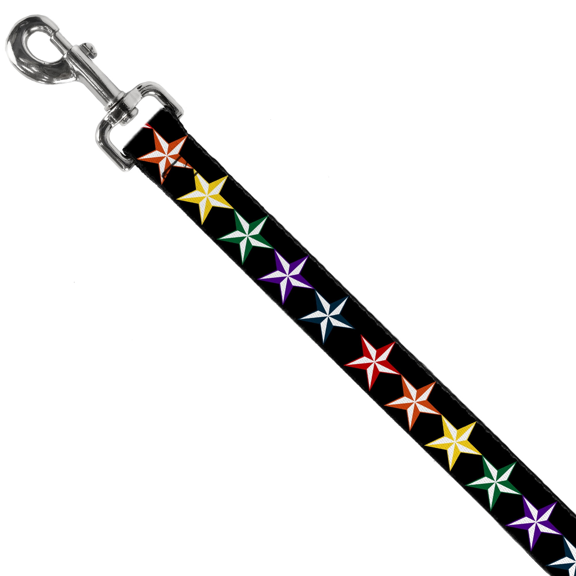Buckle-Down Pet Leash, Dog Leash, Nautical Star Black Multi Color, 6 Feet Long 1.0 Inch Wide