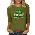 thumbnail image 3 of TaTaai Women St. Patrick's Print Crew Neck 3/4 Sleeve Black T-Shirt Loose Casual Top Ladies Spring Street Wear Lightweight Breathable Non-See-Through No Fading Soft Top Gift, 3 of 7