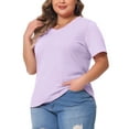 thumbnail image 4 of Agnes Orinda Plus Size T Shirts for Women Basic V Neck Short Sleeve Tops 2X Purple, 4 of 6