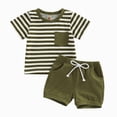 thumbnail image 3 of Boys Summer Outfits Toddler Boy Clothes Baby Summer Outfit Stripes Top T-shirt & Pocket Pant Set 2 Piece, 3 of 5