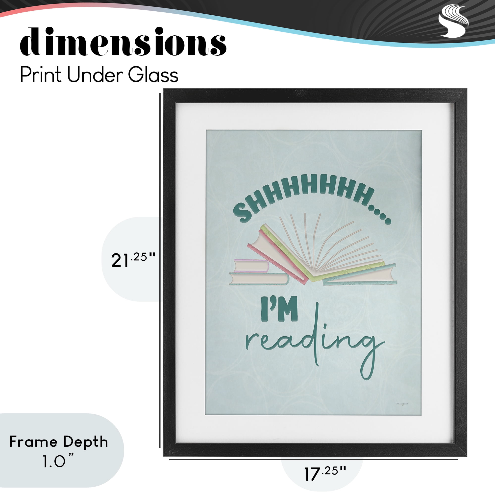 Stupell Industries Shhh I'm Reading Black Framed Print Under Glass, design by Seven Trees Design