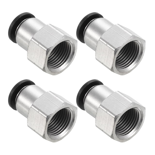 Unique Bargains 4 Pcs 3/8 Inch OD Tube to 3/8 Inch NPT Female Thread Push to Connect Fittings