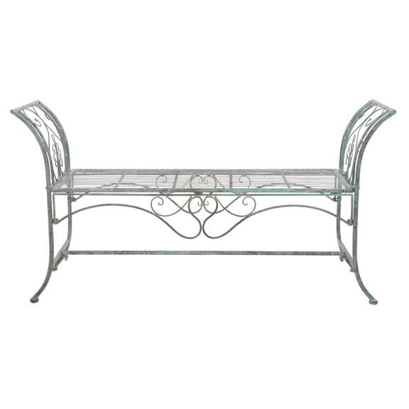 SAFAVIEH Adina Outdoor Wrought Iron Garden Bench, Antique Green
