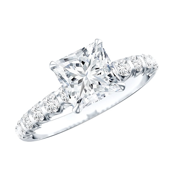 Rosec Jewels IGI Certified Lab Grown Diamond 2 Carat Engagement Ring - E-VS1 Quality - Princess Cut Diamond Ring for Women, 925 Sterling Silver, US 4.00