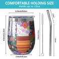 thumbnail image 5 of 12oz Stemless Wine Tumblers Pioneer Flower Floral Print Pattern Vacuum Insulated Stainless Steel Travel Tumbler Cups Mug with Lid and Straw for Champaign,Cocktail,Beer with Cleaning Brush, 5 of 5