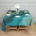 thumbnail image 3 of Teal Gold Wave Marble Pattern Square Tablecloth,Waterproof Square Table Cover,Wipeable Spillproof Washable Table Cover for Home Kitchen Party Decor 42"X42"(107x107cm), 3 of 6